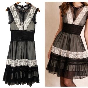 SEASON’S DESIGNS INC Silk Lace Goth Coquette Edwardian Prairie Dress Whimsigoth